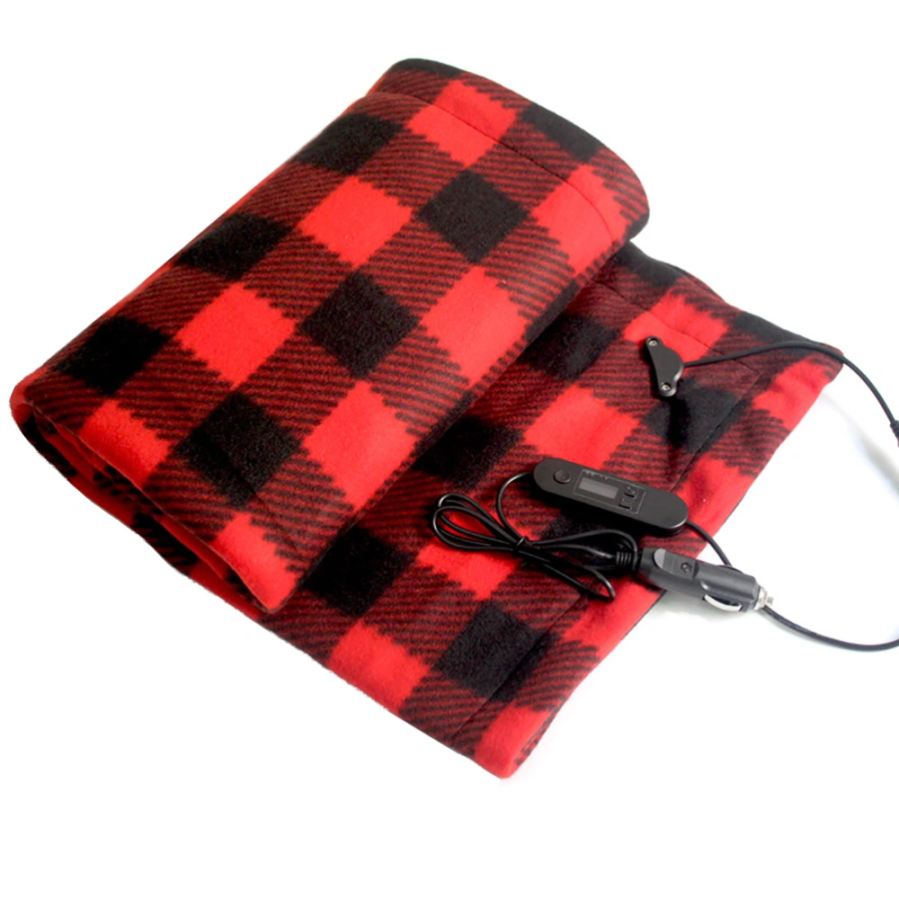 Electric Car Blanket Heated 12V Fleece Travel Throw with Temperature Adjusting for Car RV Winter Home Office Use