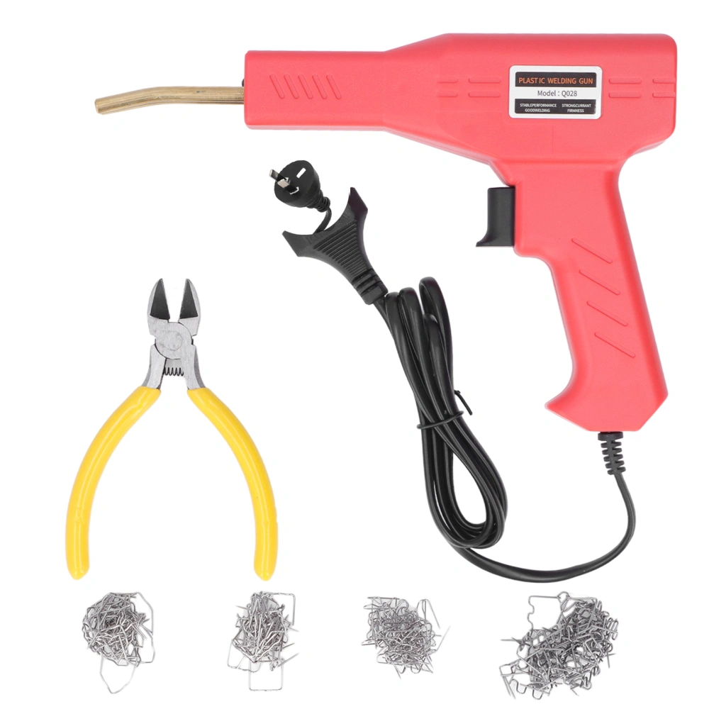 50W Car Bumper Repair Welder Kit Plastic Welding Machine with Plier Staples Red for Cars MotorcyclesAu 2Pin Round Plug 220V