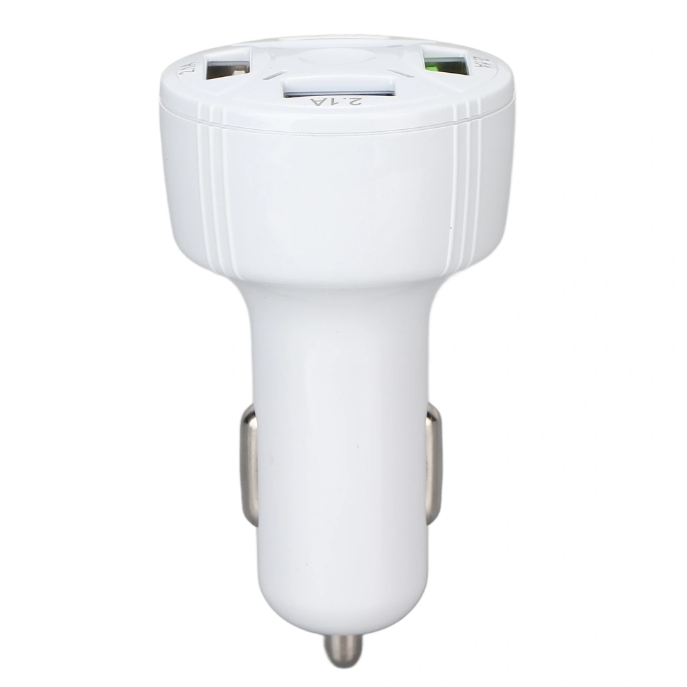 Car Charger 1 in 4 USB Out QC3.0 Fire Retardant Multi Protection Plug and Play Universal 12‑32VWhite