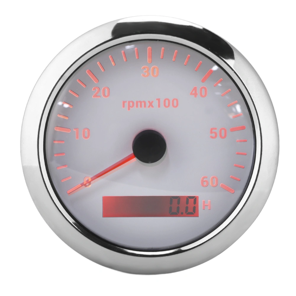 Tachometer 85mm/3.35in 0‑6000RPM Colourful Backlight Adjustable Universal for Engineering MachineryWhite