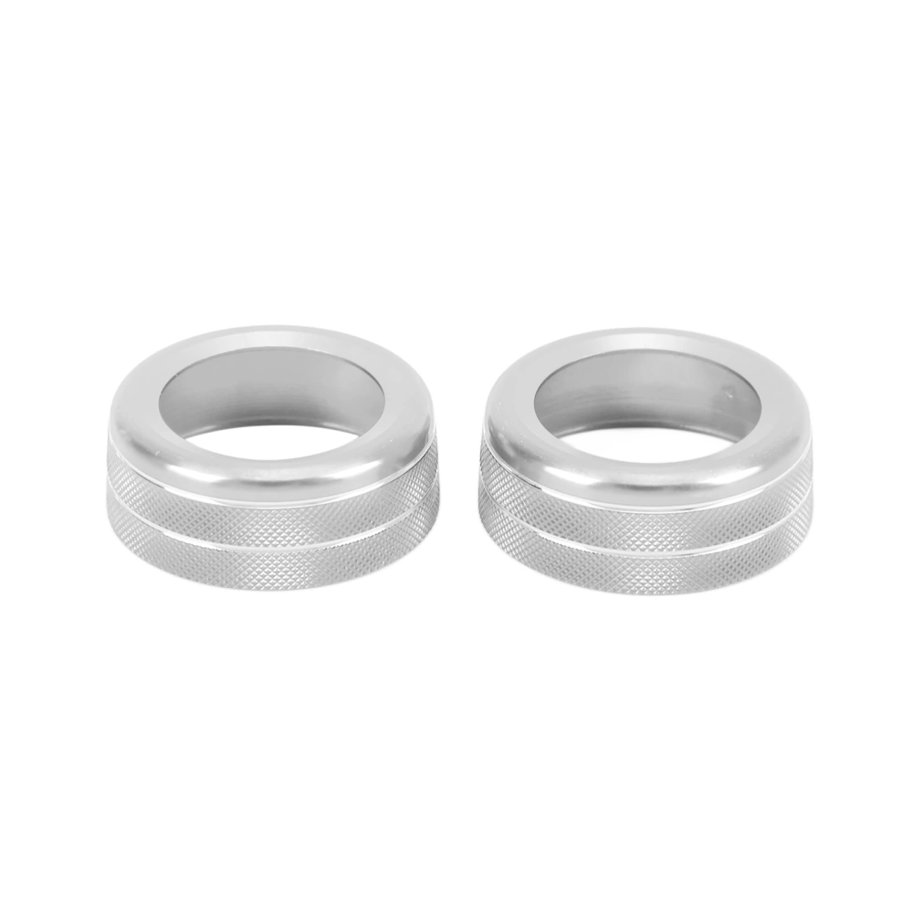 2pcs Air Conditioning Knob Cover Aluminium Alloy AC Switch Ring Replacement for Panamera 10‑16Silver