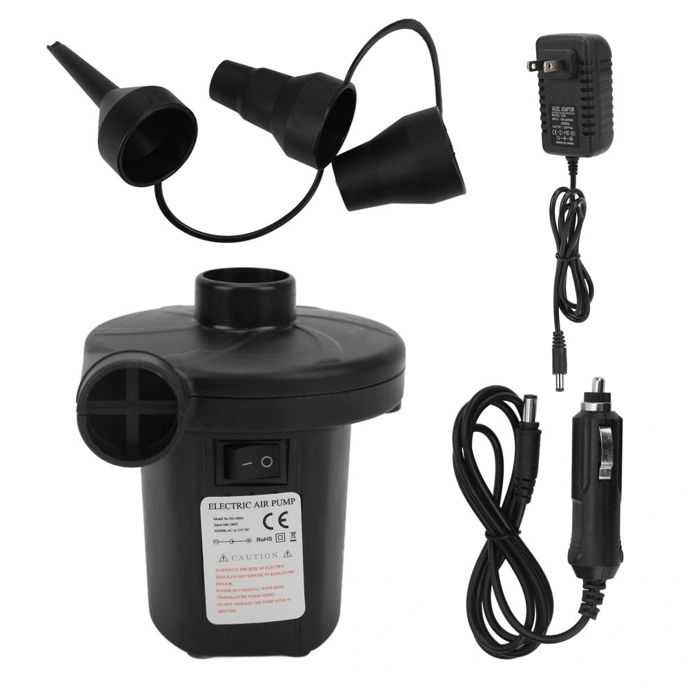 BuyWeek Electric Air Pump Portable Quick Inflator with 3 Nozzles for Inflatable Cushions Boats US Plug 100V to 240V