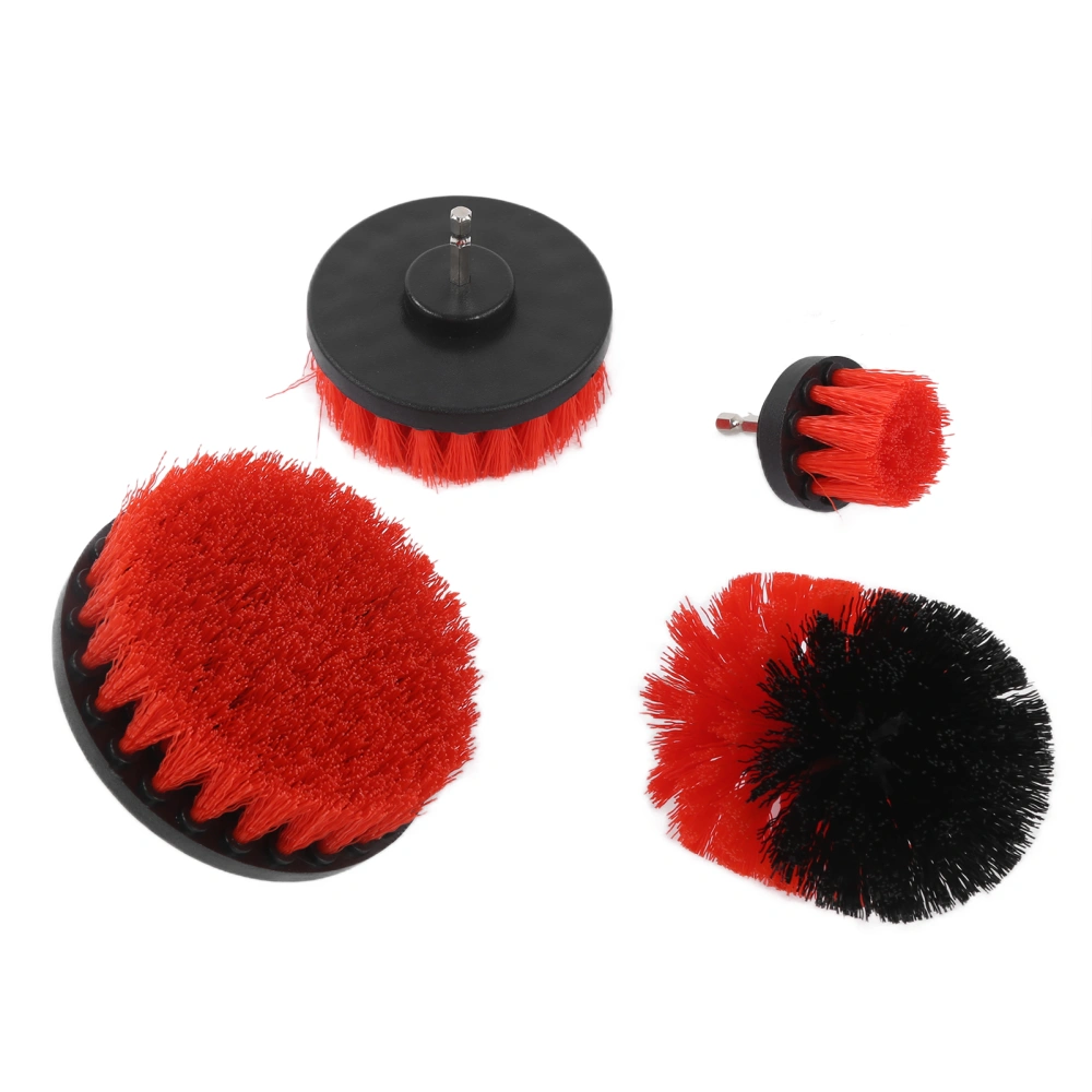 4pcs Drill Brushes Attachments Set Power Scrubber Cleaning Tool for Car Truck Motorcycle Red