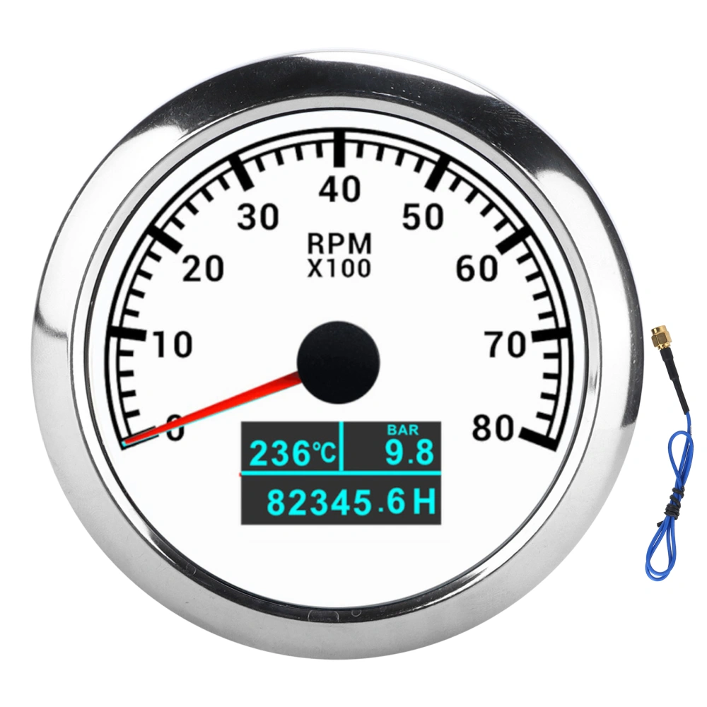 3 In 1 Tachometer Water Temperature Oil Pressure Cumulative Hour Display Pointer IP67 for Car Truck ShipWhite Dial