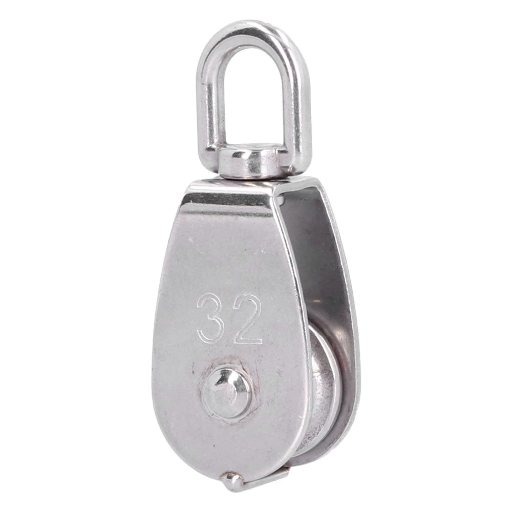 1.3in Single Wheel Swivel Pulley Block 250kg Load Capacity 316 Stainless Steel for Boat Lifting Rope