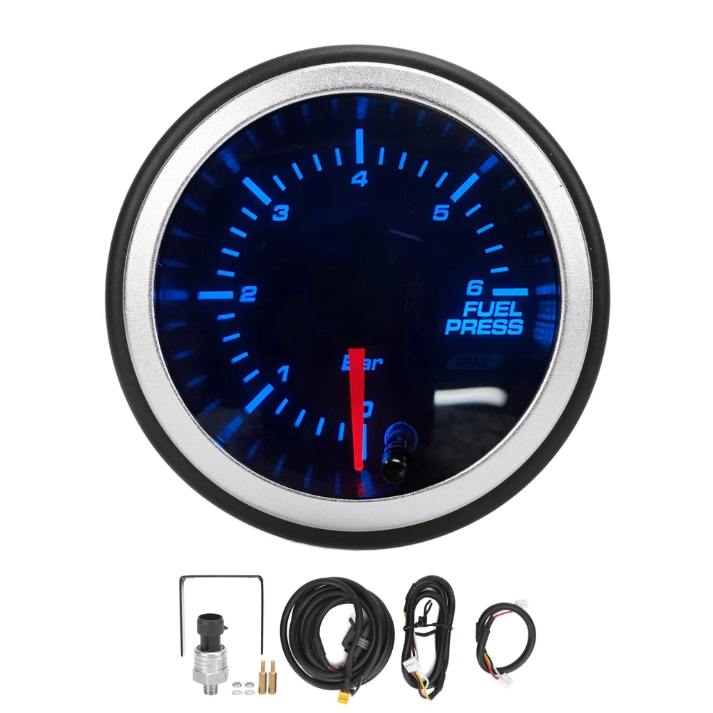 52mm Fuel Press Gauge Kit LED 10 Color 100 PSI Pressure Tester 0‑6Bar for Racing Car Truck 12V