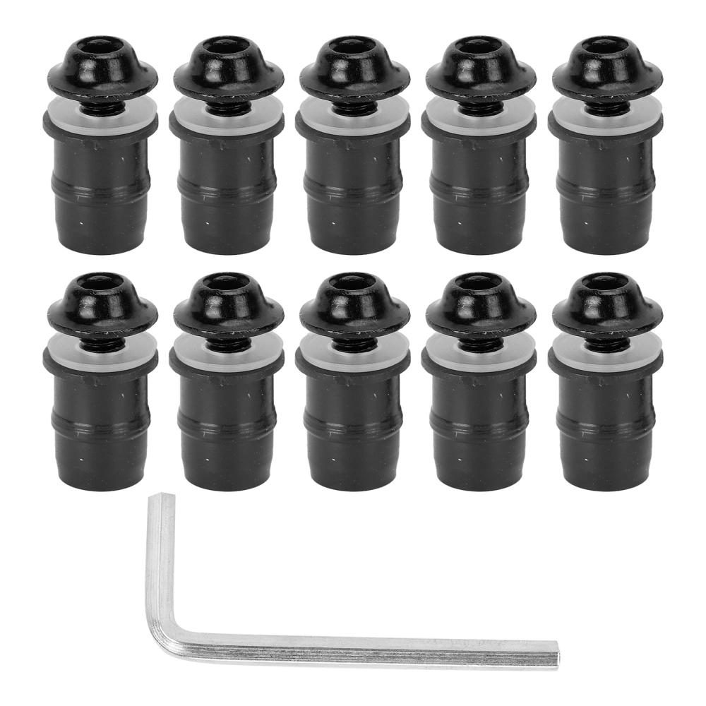 10PCS Motorcycle M5x16mm/0.6in Windscreen Windshield Screw Bolts Kit Universal with WrenchBlack