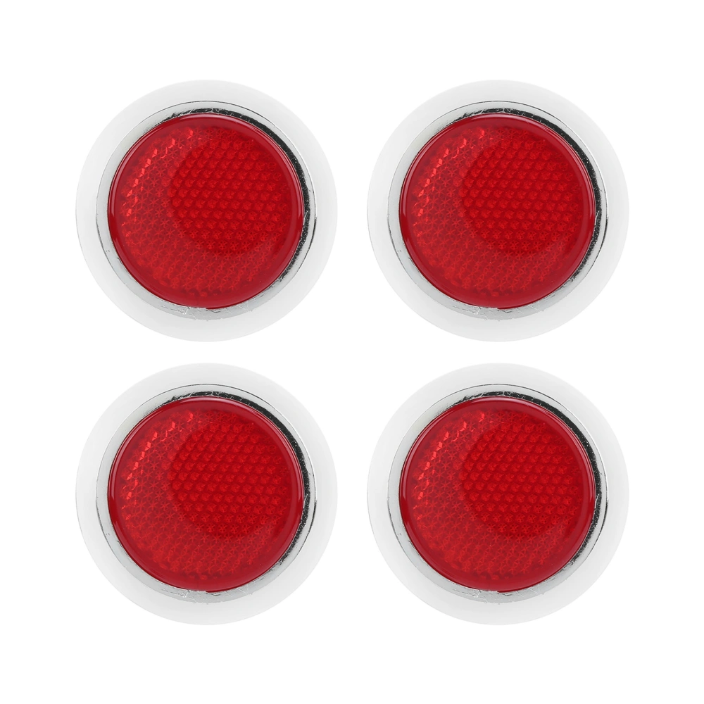 4PCS Red Reflector ABS Chrome Trim Round Reflective Protection for Automobile Motorcycle