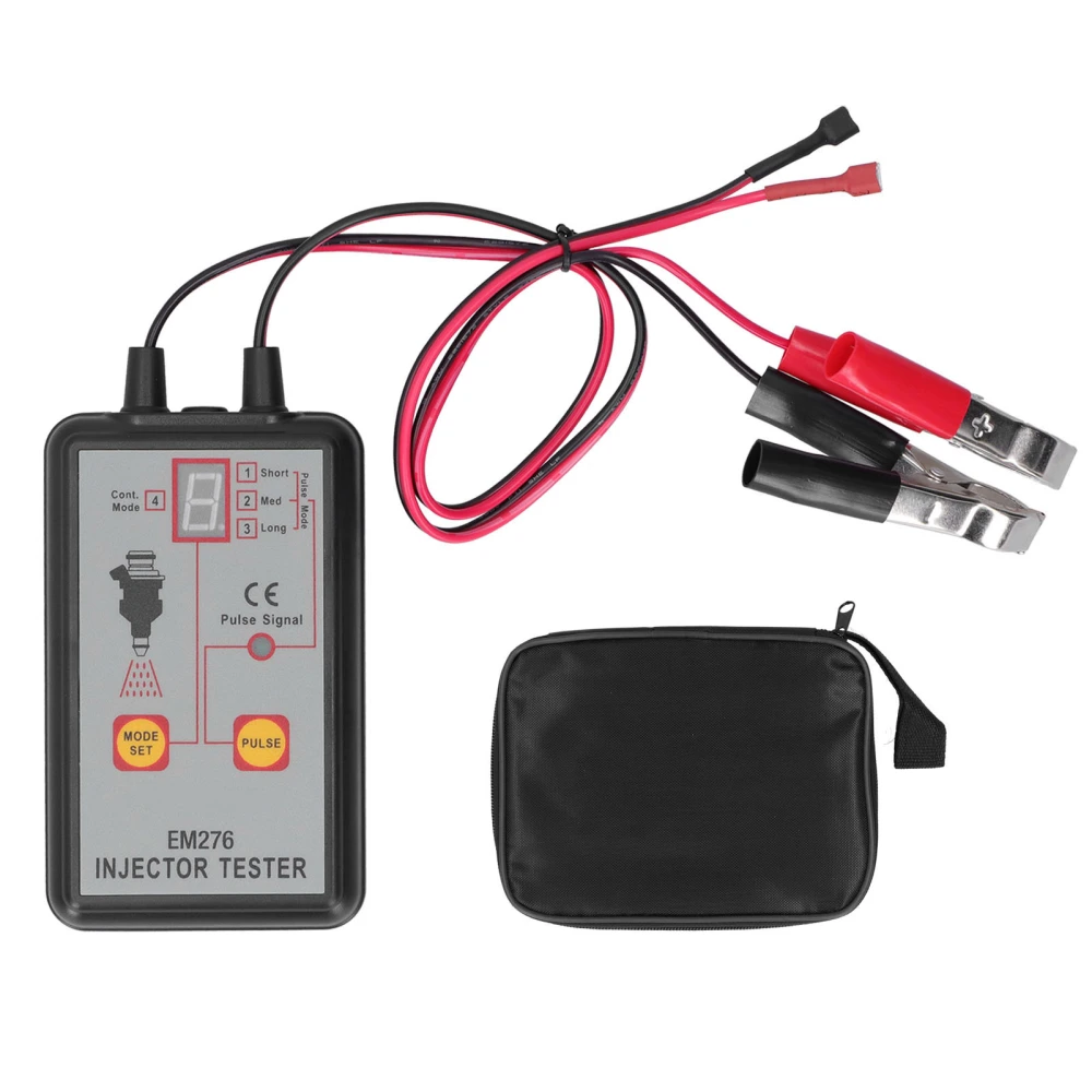 EM276 Injector Tester 4 Pulse Modes Fuel System Scan Diagnostic Tool 12V Car Battery Power Supply