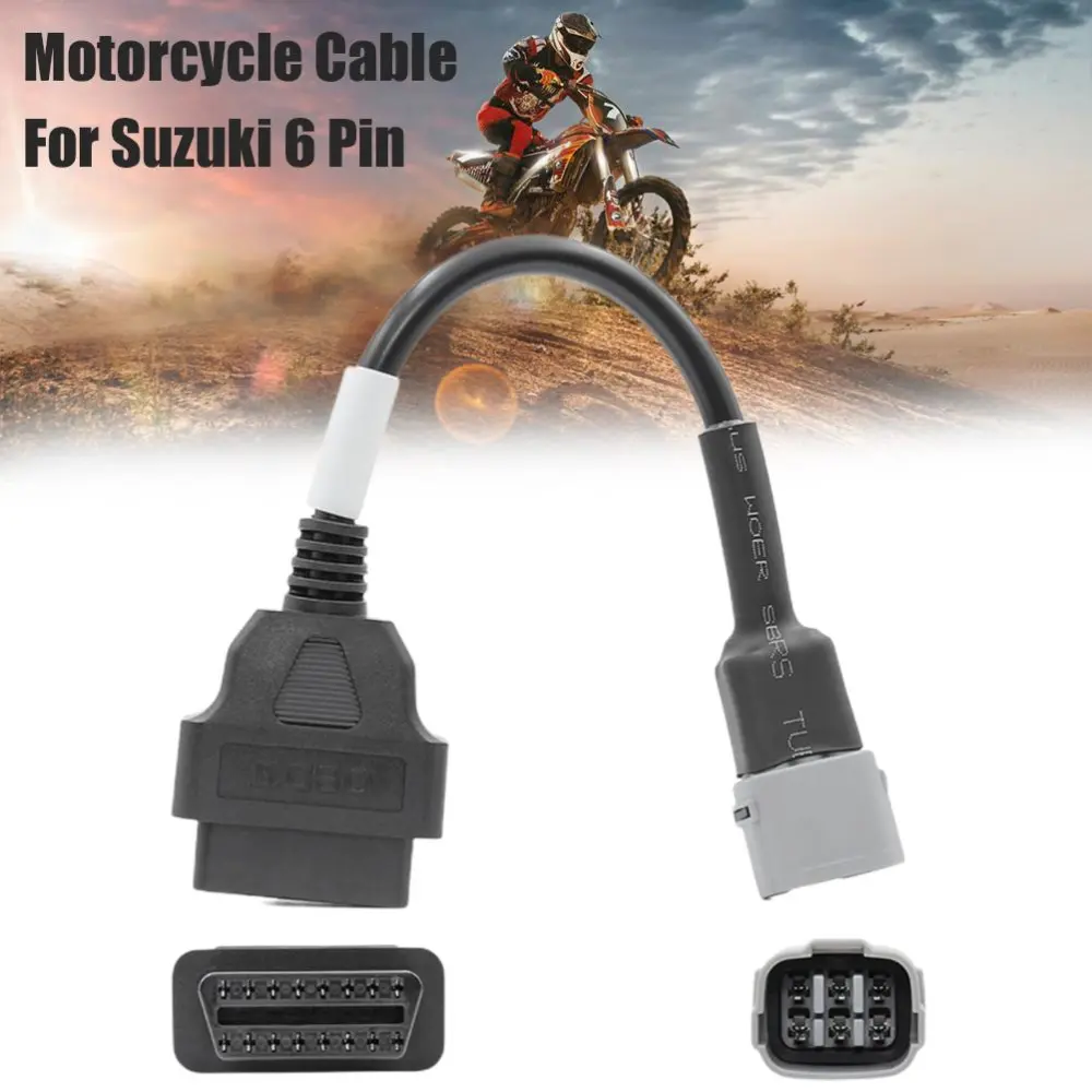 BuyWeek 6 Pin To 16 Pin OBD2 Adapter Cable Motorcycle Diagnostic Cable Compatible for SUZUKI