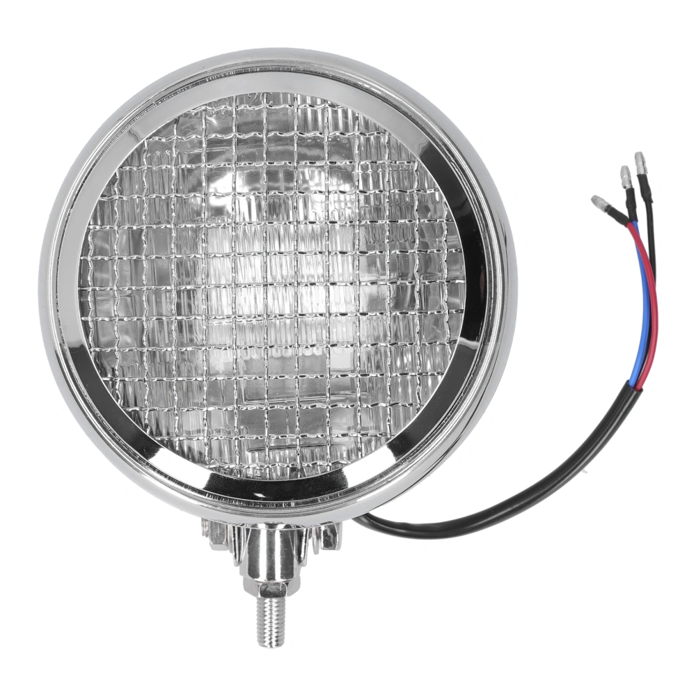 Round Motorcycle Headlight Retro Style Headlamp W/Grill Guard Clear Lens 12V 6in Universal