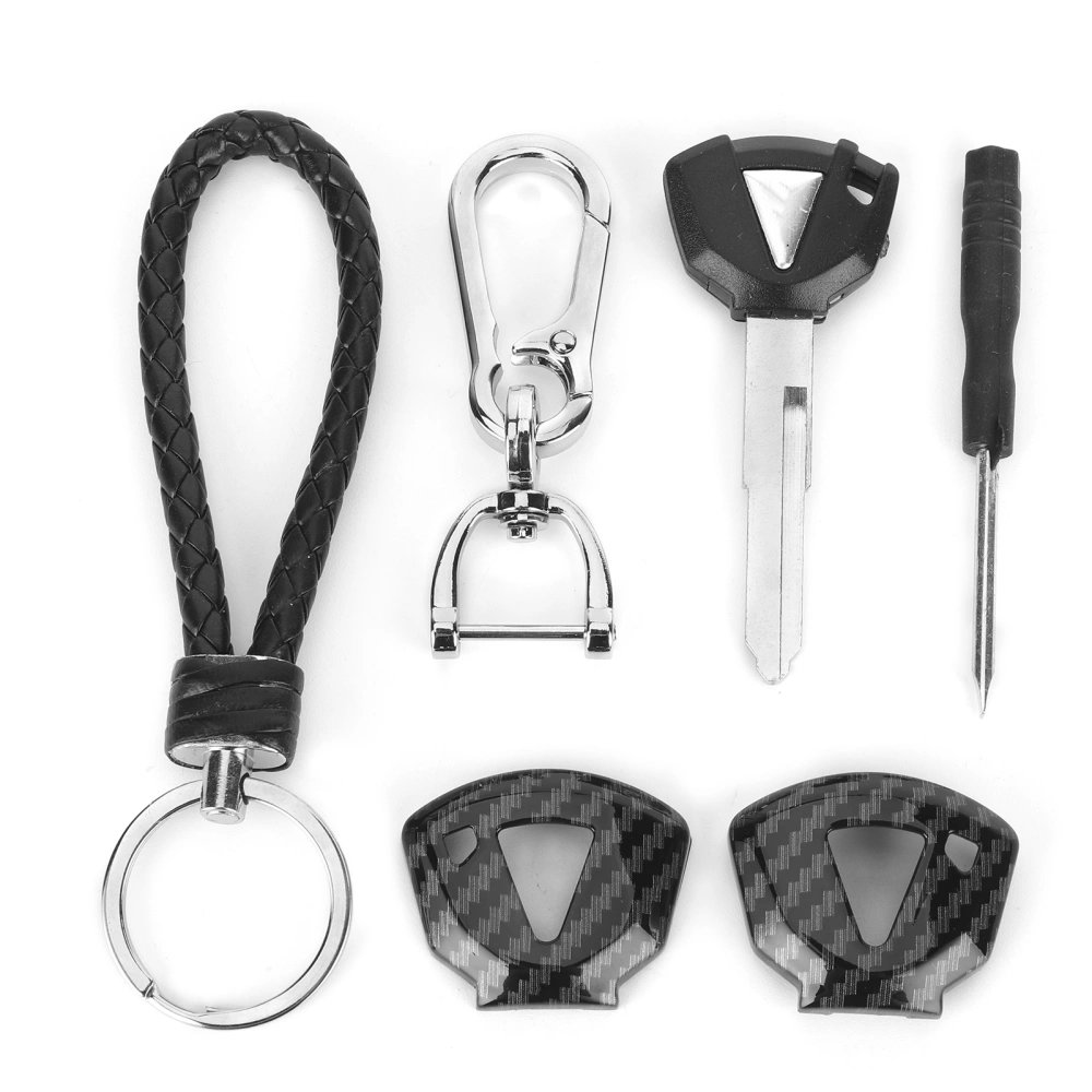 BuyWeek Uncut Motorcycle Ignition Key with Carbon Fiber Style Cover Fit for Kawasaki ZX6R ZX9R ZX10R ZX12R