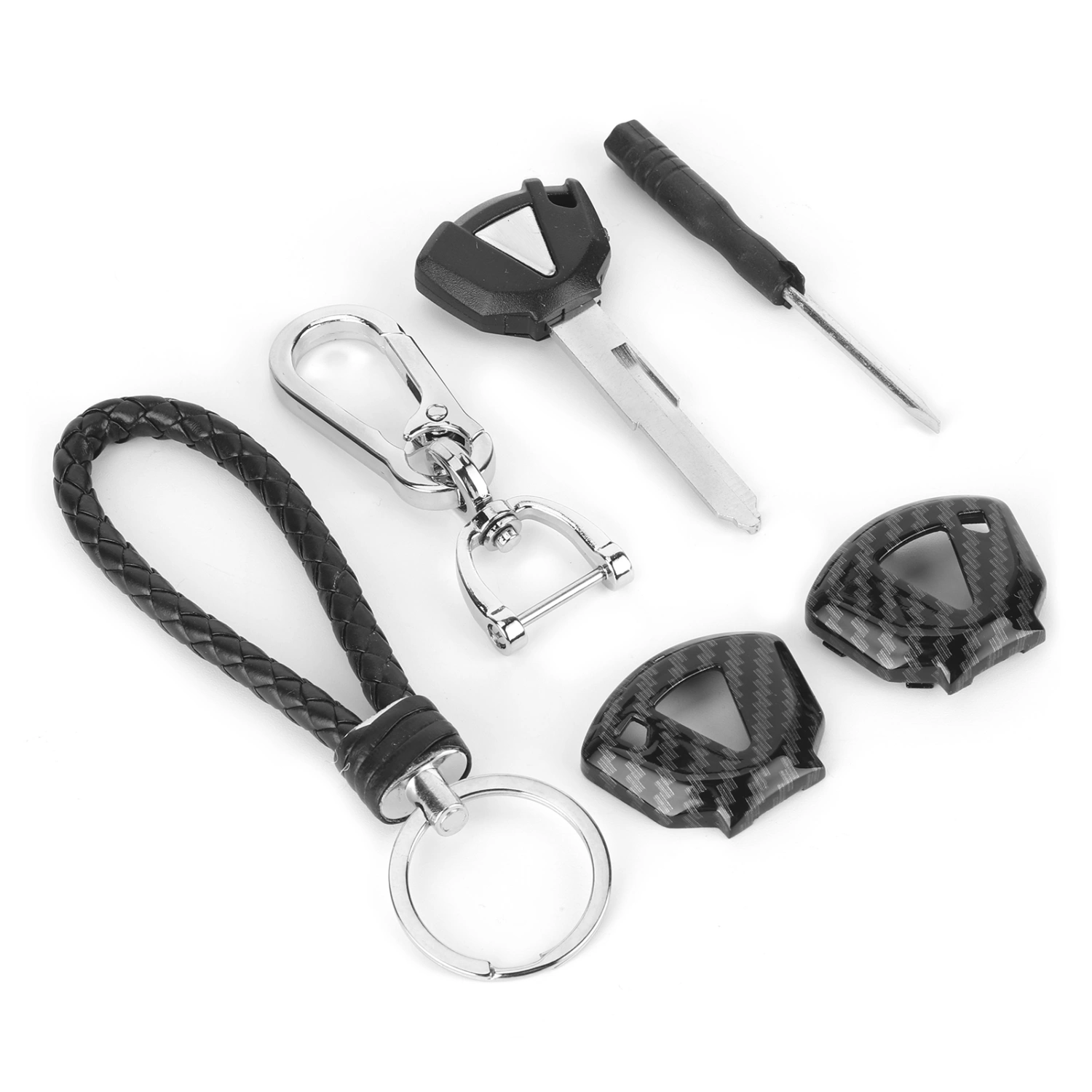 BuyWeek Uncut Motorcycle Ignition Key with Carbon Fiber Style Cover Fit for Kawasaki ZX6R ZX9R ZX10R ZX12R