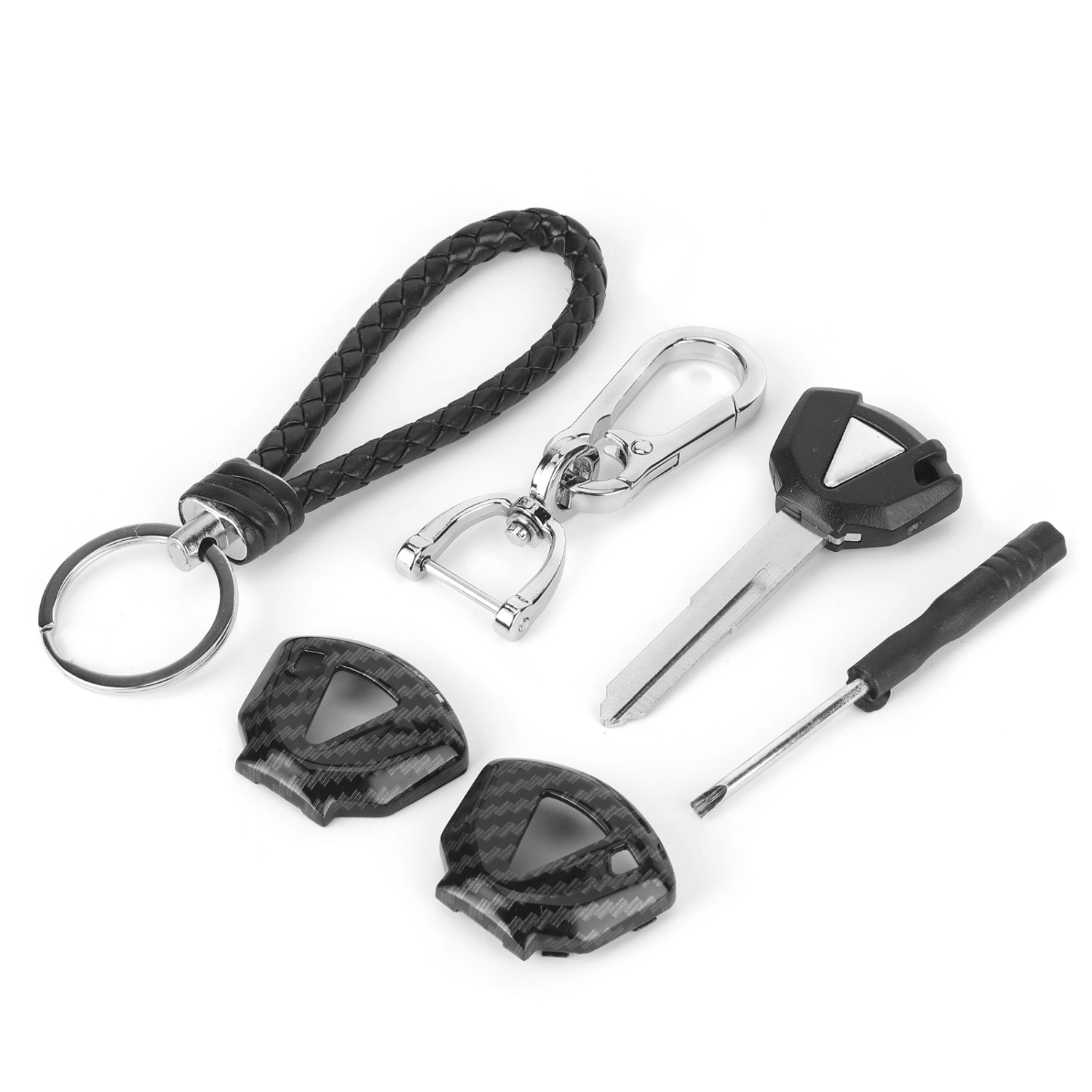 BuyWeek Uncut Motorcycle Ignition Key with Carbon Fiber Style Cover Fit for Kawasaki ZX6R ZX9R ZX10R ZX12R