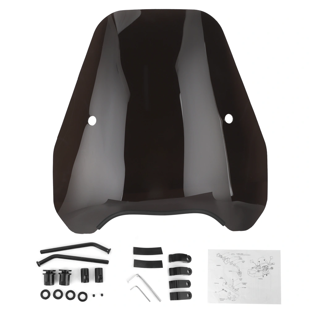 Universal Motorcycle Windshield Retro Style Wind Deflector Windscreen Front Headlight Fairing PartDark Brown