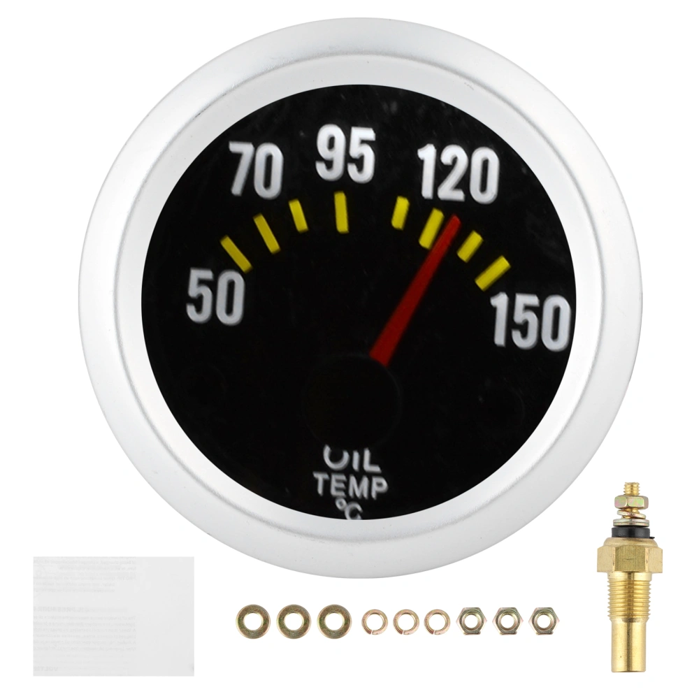 12V 2in Oil Temperature Gauge 50-150℃ White Backlight Carbon Fiber Style Dial with Sensor