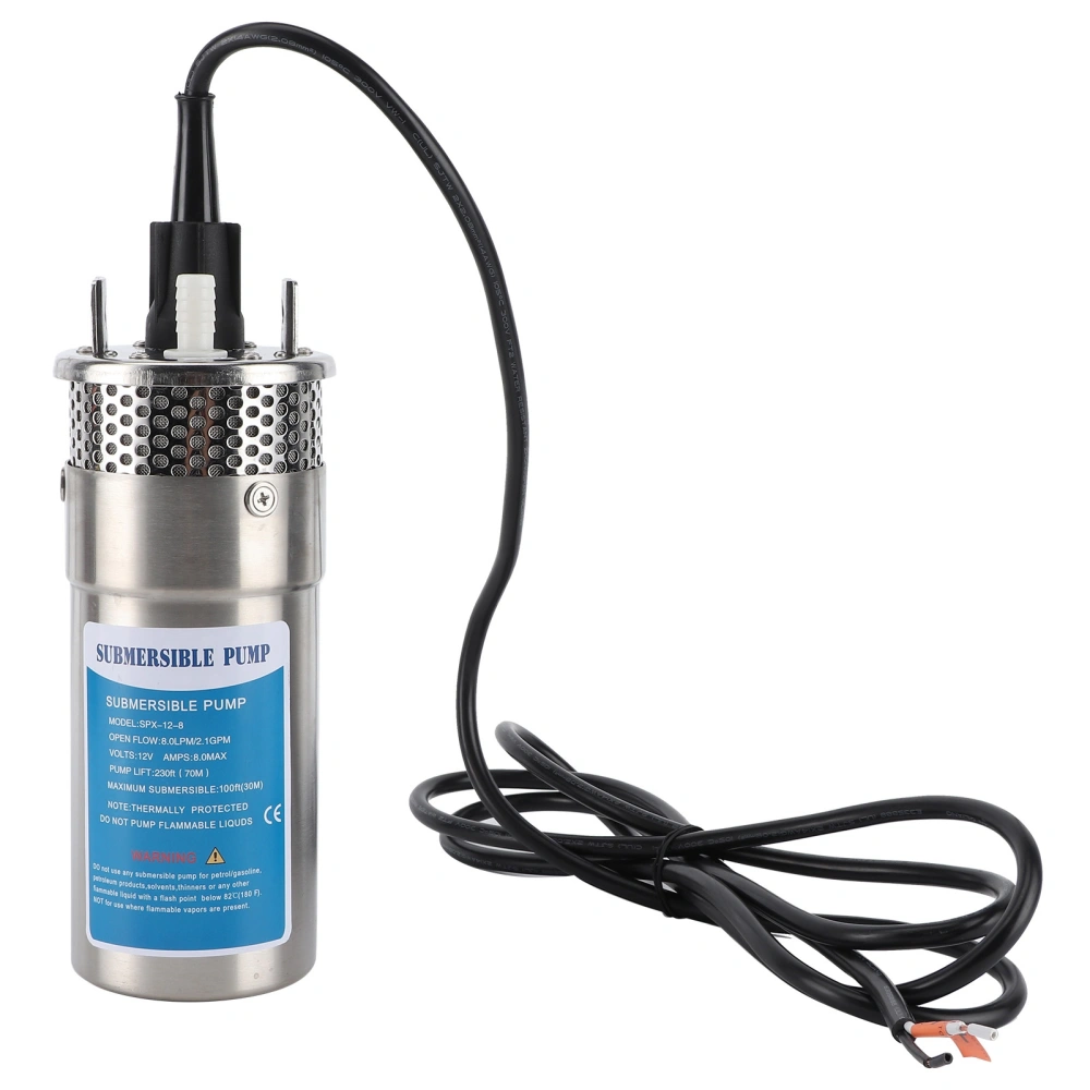 12V 96W Solar Submersible Water Pump 8. 0Lpm/2.1Gpm Flow 230ft Lift for Farm Irrigation RVs Yachts Ships