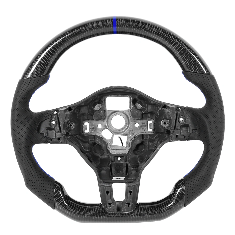 Carbon Fiber Steering Wheel Nappa Perforated Leather Fit for MK6 GTD/R 2009-2013 Blue Stitching