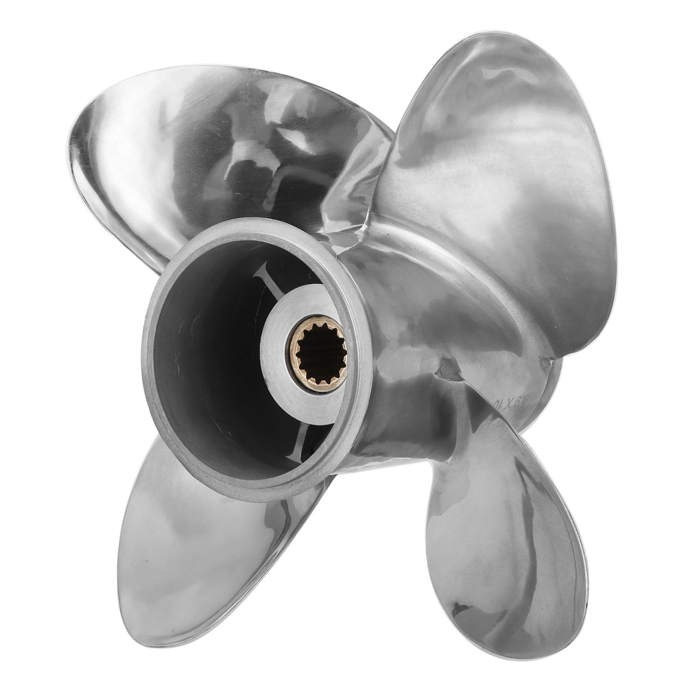 9.9x10 RH Outboard Propeller 4 Blades Stainless Steel 14 Spline Teeth Fit for Johnson 15‑35HP Engine