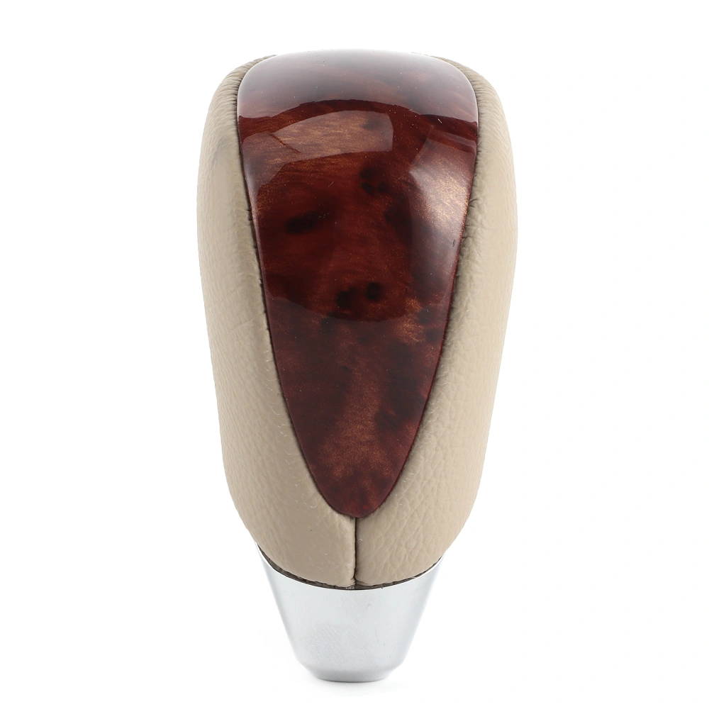 BuyWeek Ergonomic Gear Shift Knob Auto Car Modified Accessory Fit for Lexus GS300/430/450/460Beige Leather + Dark Color Peach Wood