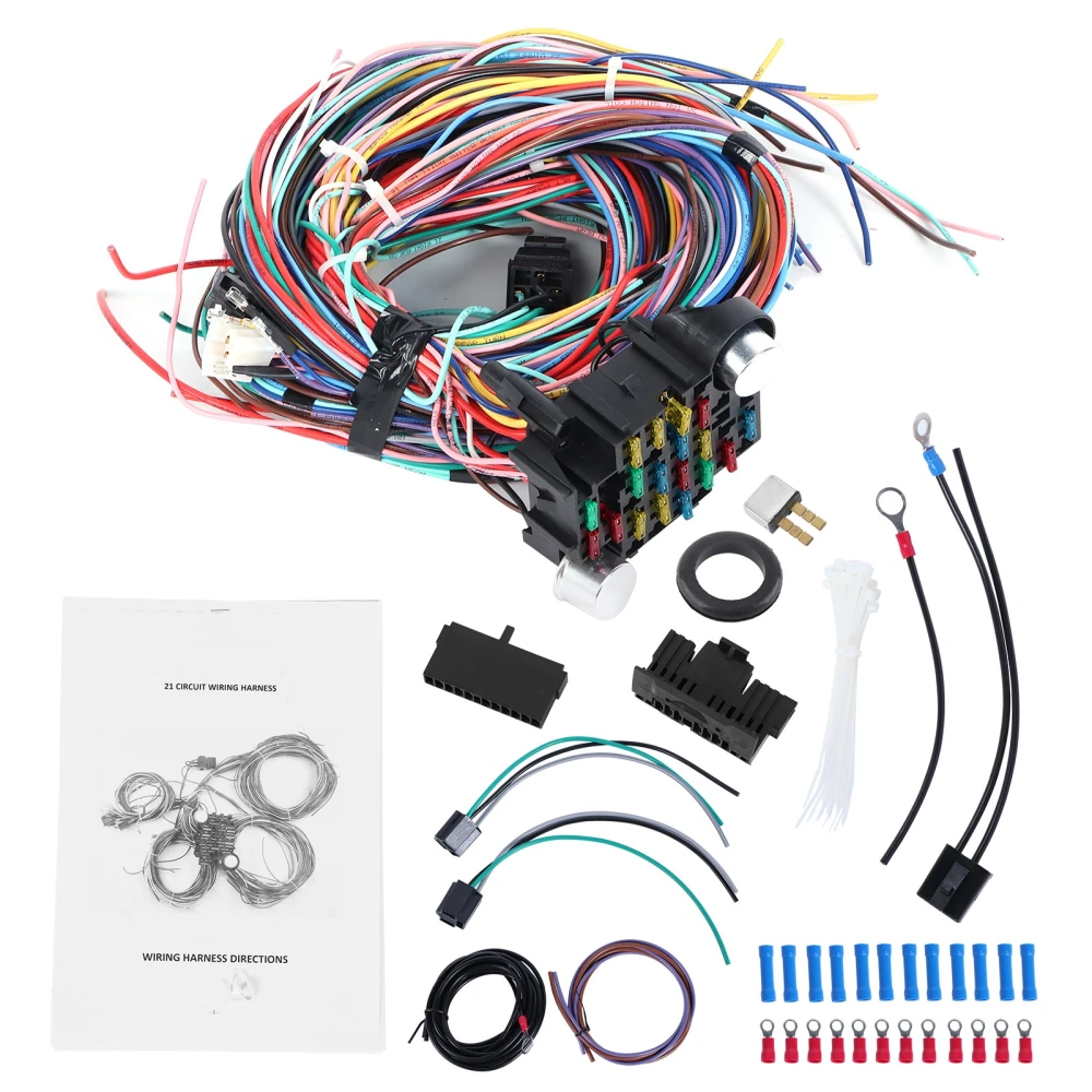 21 Circuit 17 Fuses Wiring Harness Set Long Wires Universal Accessories Fit for Chevy