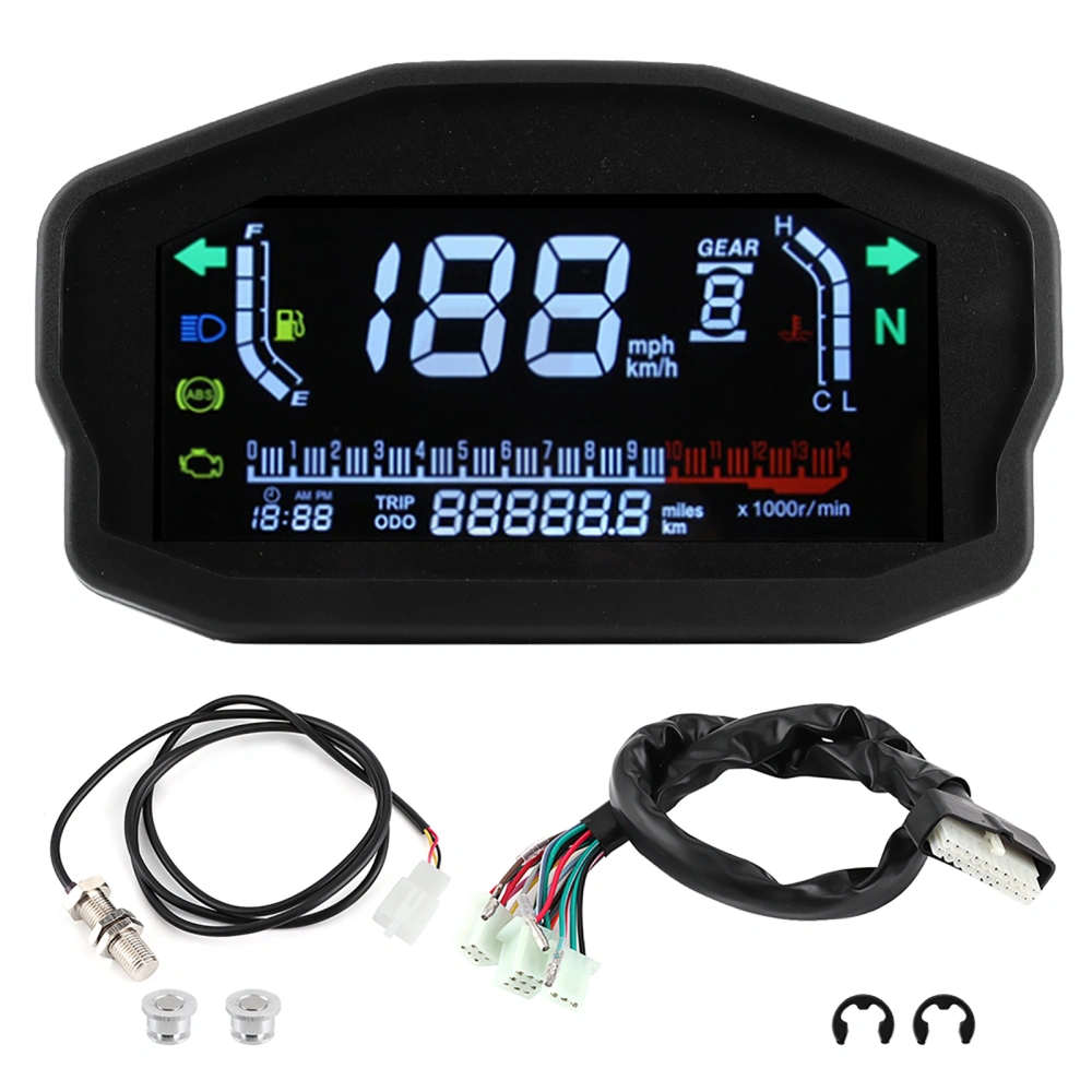 Motorcycle Speedmeter Fuel Level Gauge Refit LCD Instrument for 1/2/4 Cylinder Motor with LED