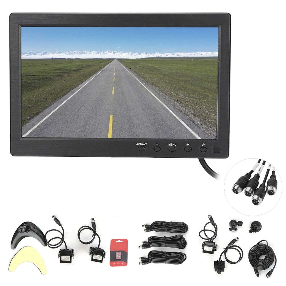 BuyWeek 10.1in Car Monitor Mobile DVR Recorder Cameras 4CH IPS LCD Screen 1024 x 600P 9V‑32V