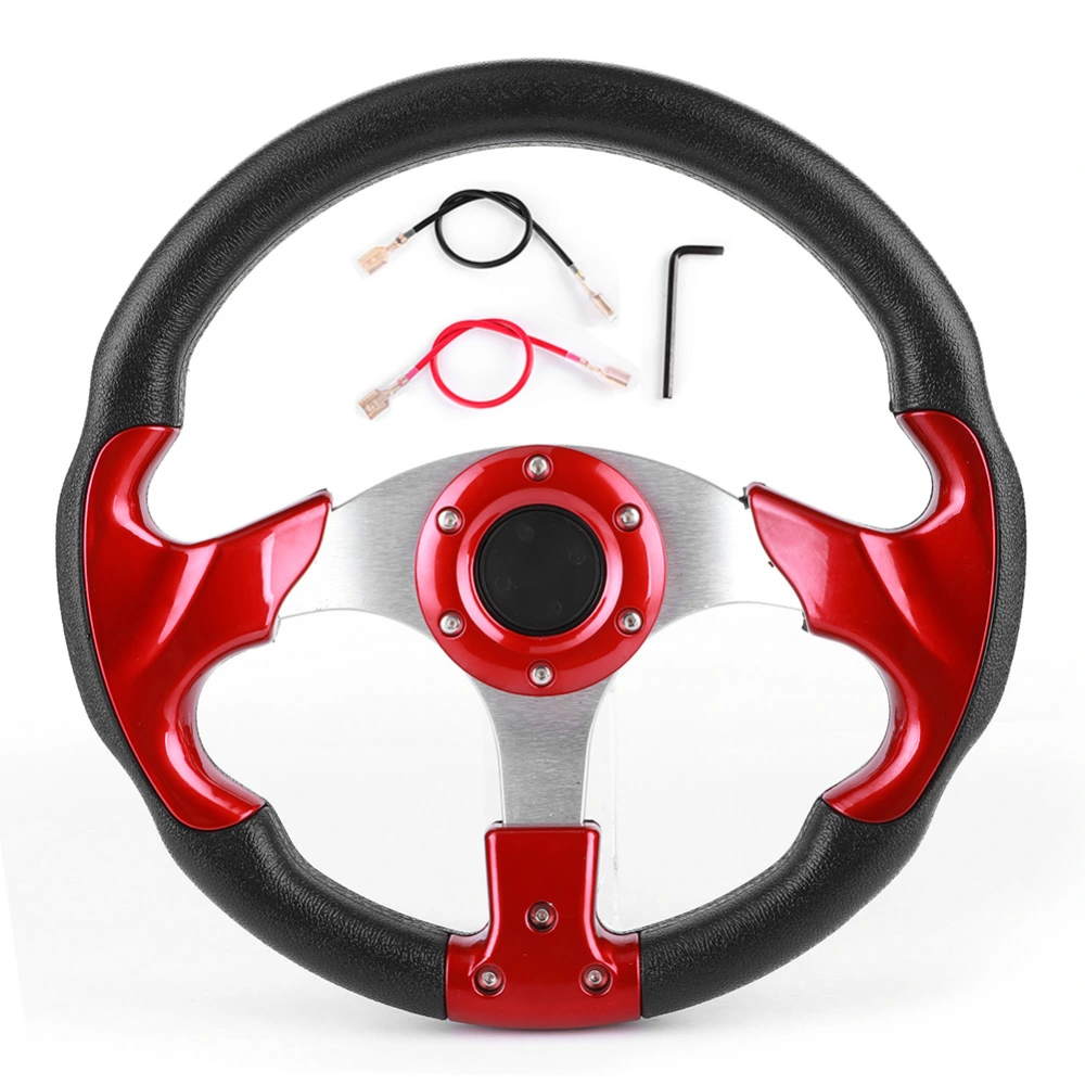 320mm/12.5in Racing Car Steering Wheel with Horn Button PVC Red Color Universal Modified Part