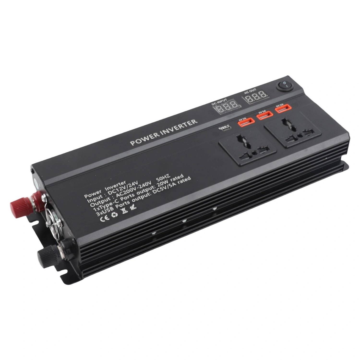 5000W 12V to 220V LCD Display Car Power Inverter Converter USB Charger Adapter