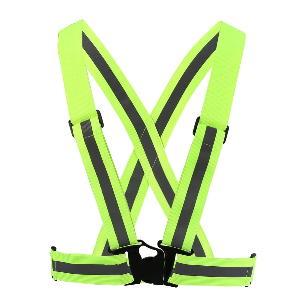 Reflective Vest Adjustable Elastic Safety Vest Strap for Running Cycling Jogging Green