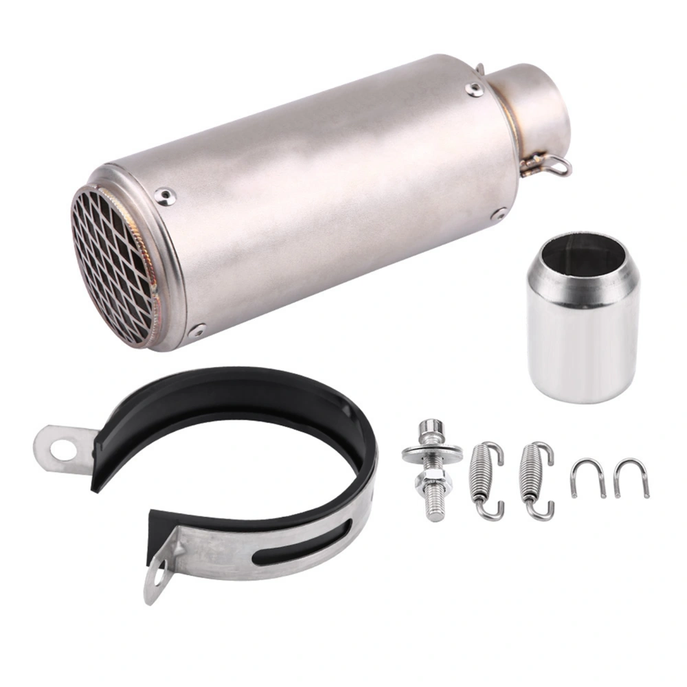 Metal Universal Motorcycle Exhaust Muffler Tail Pipe Tip Tailpipe Silver