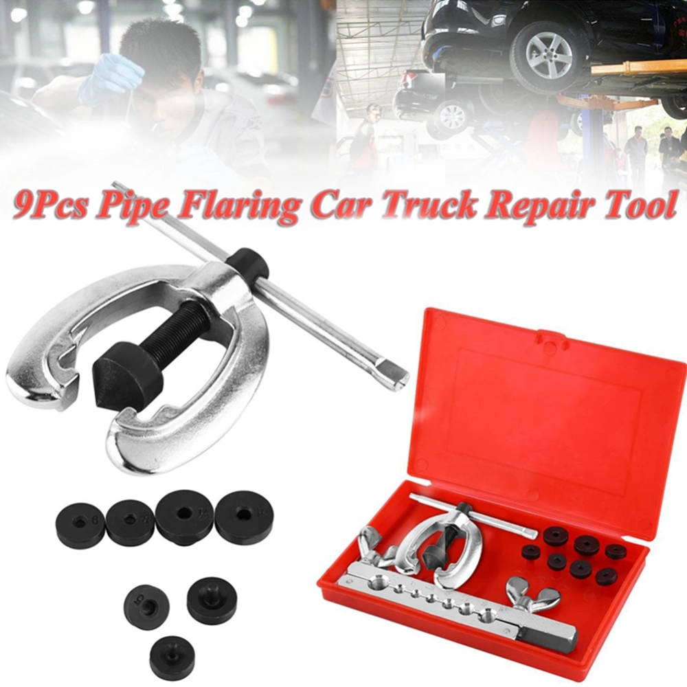 9pcs Pipe Flaring Tool Kit Tube Repair Flare Includes Clamp Spreader Dies