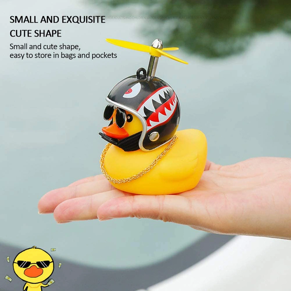 Duck Toy Car Ornament Yellow Duck Car Dashboard Decorations with Propeller Helmet for Adults Children