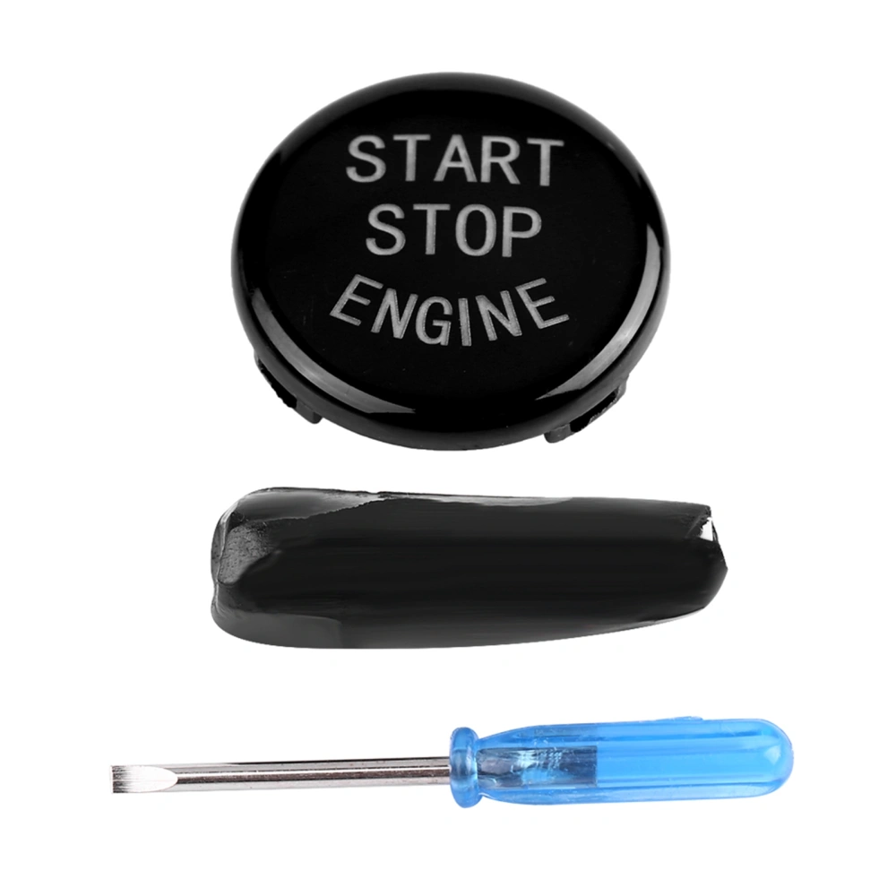 Car One key Start Button Engine Ignition Switch Cover for BMW E Disk Bottom (Black)