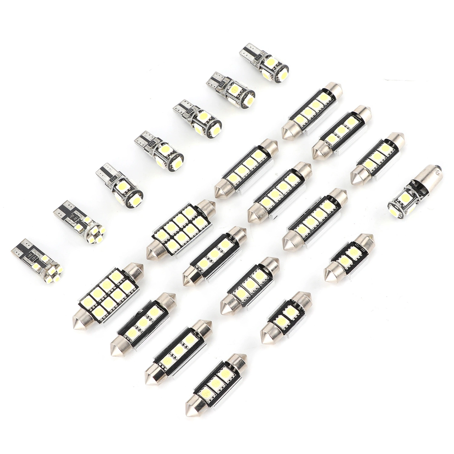 23pcs Car LED Light Bulbs White Light T10 5W 5050 Chip Low Consumption for License Plate Door Interior Lamp