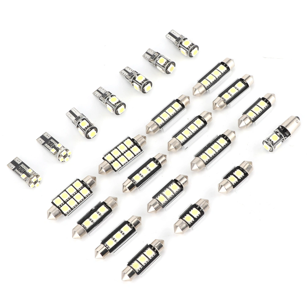 23pcs Car LED Light Bulbs White Light T10 5W 5050 Chip Low Consumption for License Plate Door Interior Lamp