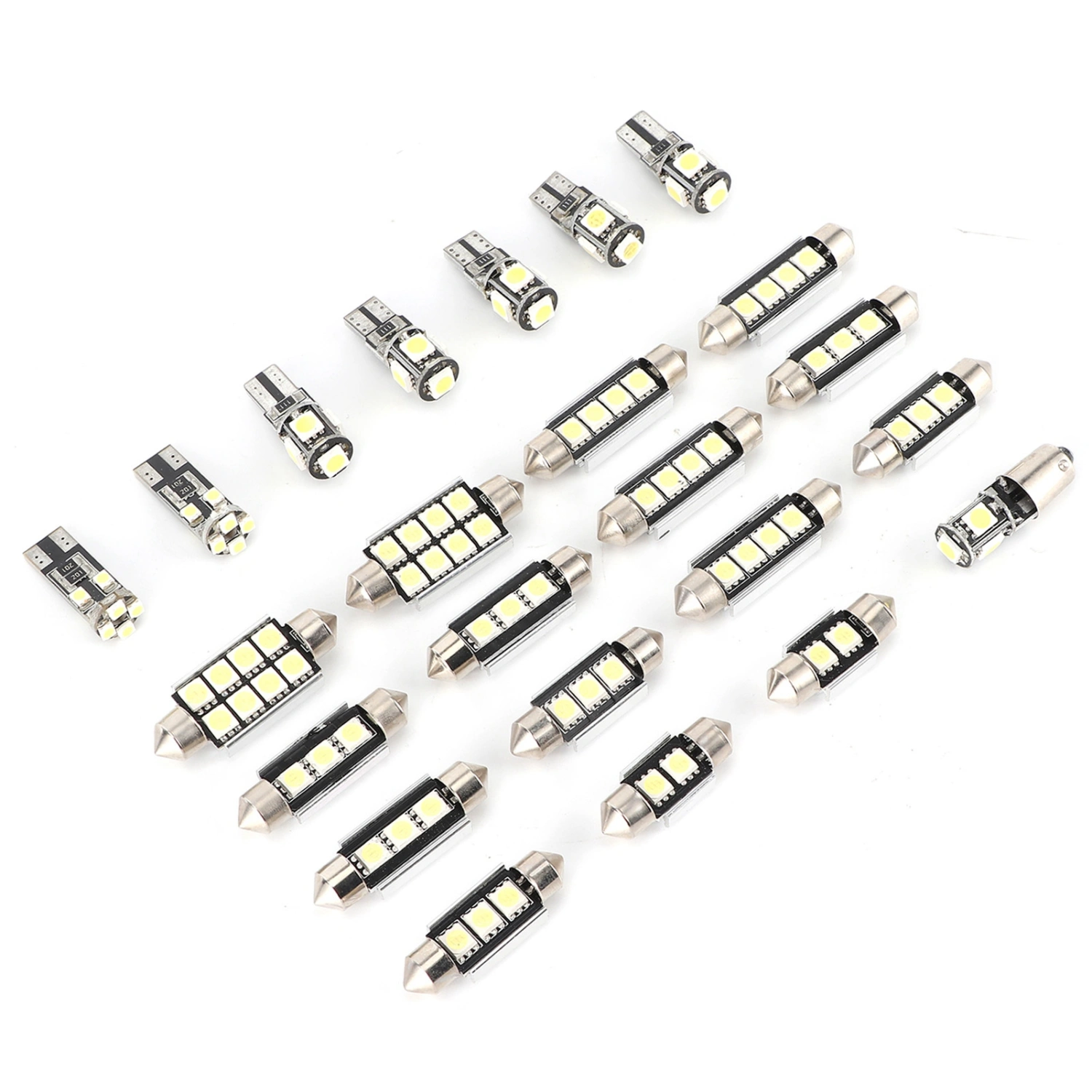 23pcs Car LED Light Bulbs White Light T10 5W 5050 Chip Low Consumption for License Plate Door Interior Lamp