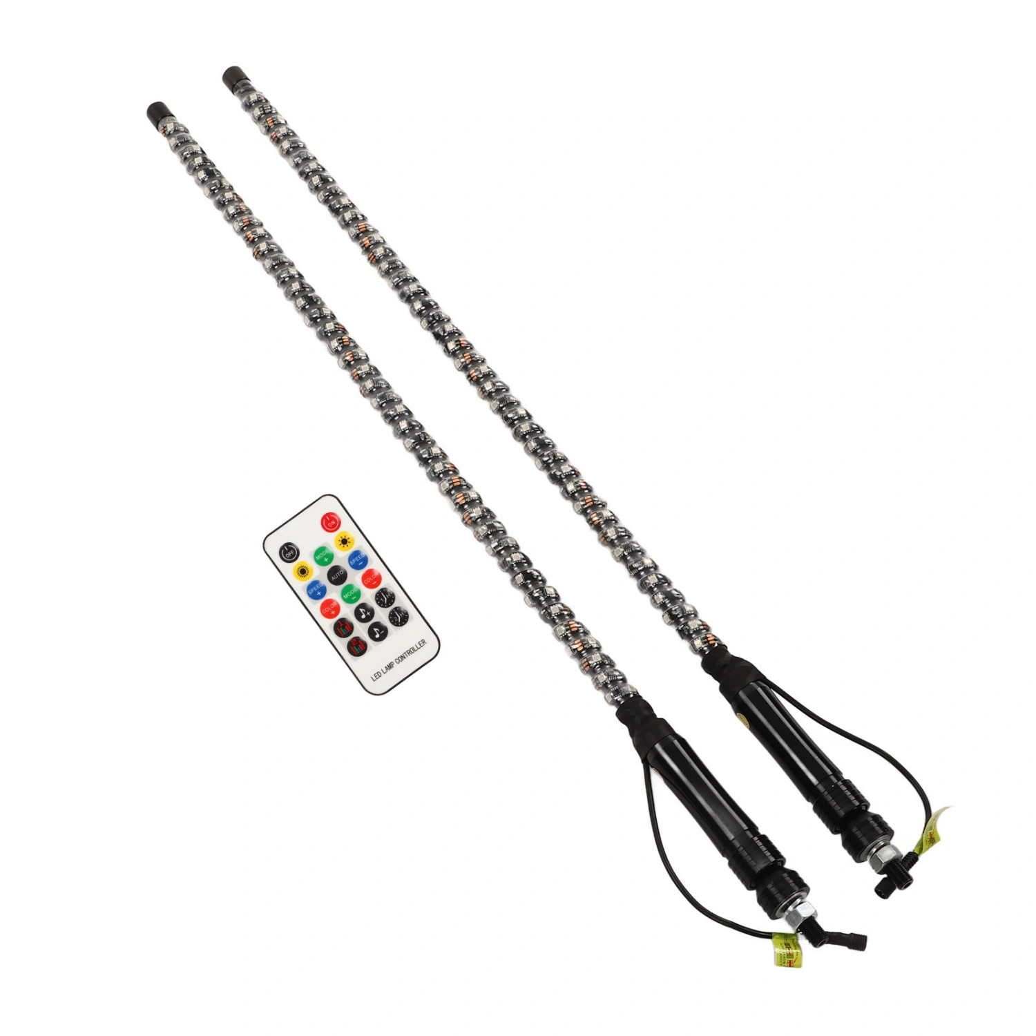 BuyWeek 2 Pcs LED Whip Lights 20 Colors Waterproof Off Roaded Flagpole RGB Light with Remote Control Flag