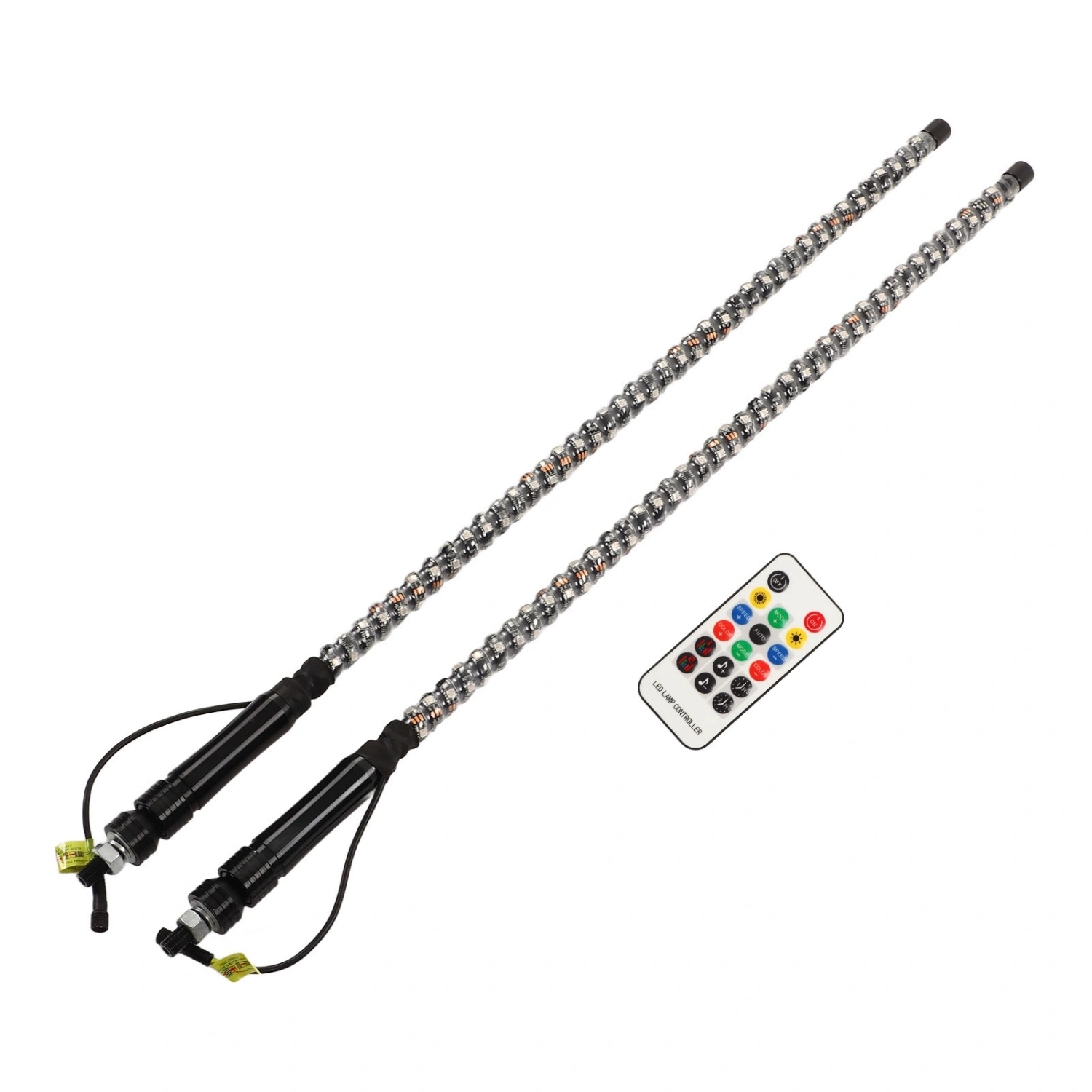 BuyWeek 2 Pcs LED Whip Lights 20 Colors Waterproof Off Roaded Flagpole RGB Light with Remote Control Flag
