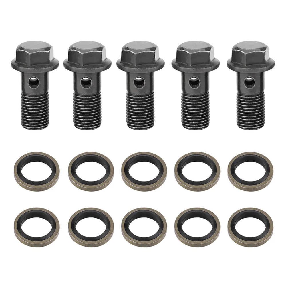 5pcs Motorcycle Banjo Bolts & Washers for Brake Caliper Master Cylinder M10 x1.0mm