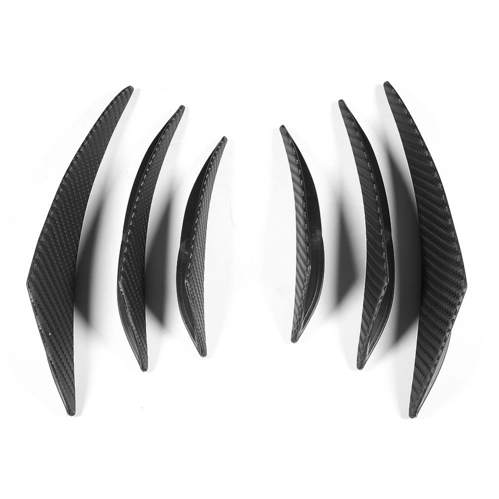 6pcs Carbon Fiber Texture Car Bumper Fin Canard Splitter Diffuser Valence Spoiler Lip