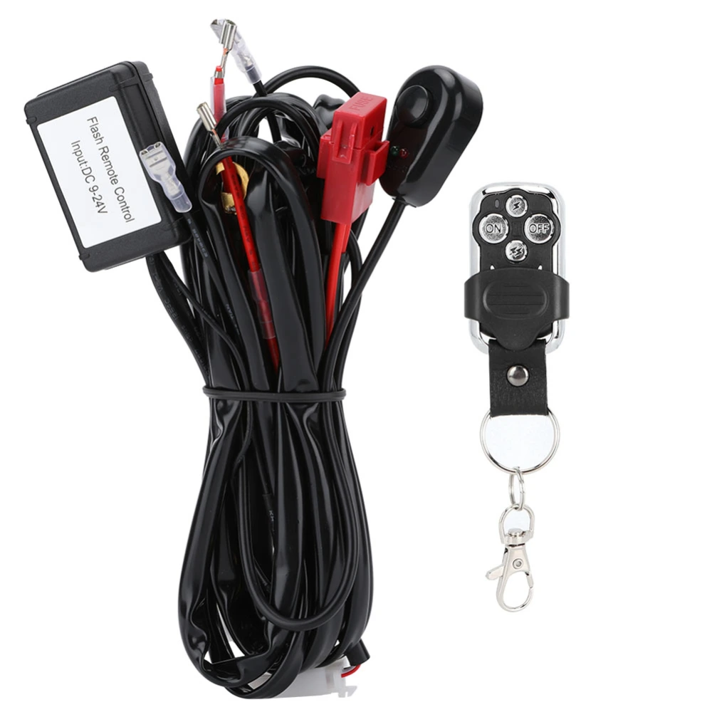 2m 2 In 1 LED Wiring Harness Remote Control Flash Strobe Light Bar Switch Relay Fuse Kit