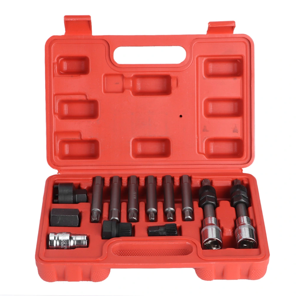 13Pcs/Set Alternator Freewheel Pulley Removal Socket Bit Garage Service Tool Kits Fit for Ford