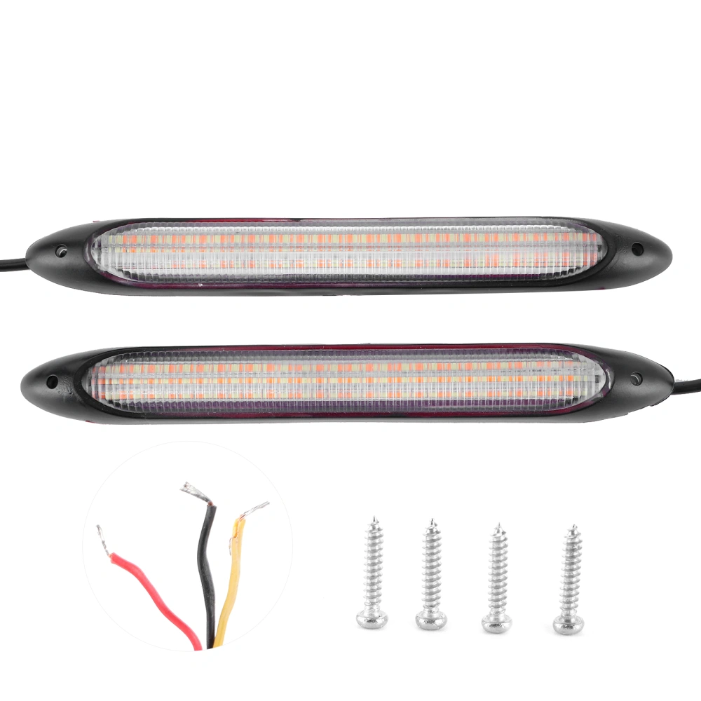 Pair of LED Daytime Running Lamp Strip Turn Signal White Yellow Light Color Waterproof15.5cm / 6.1in