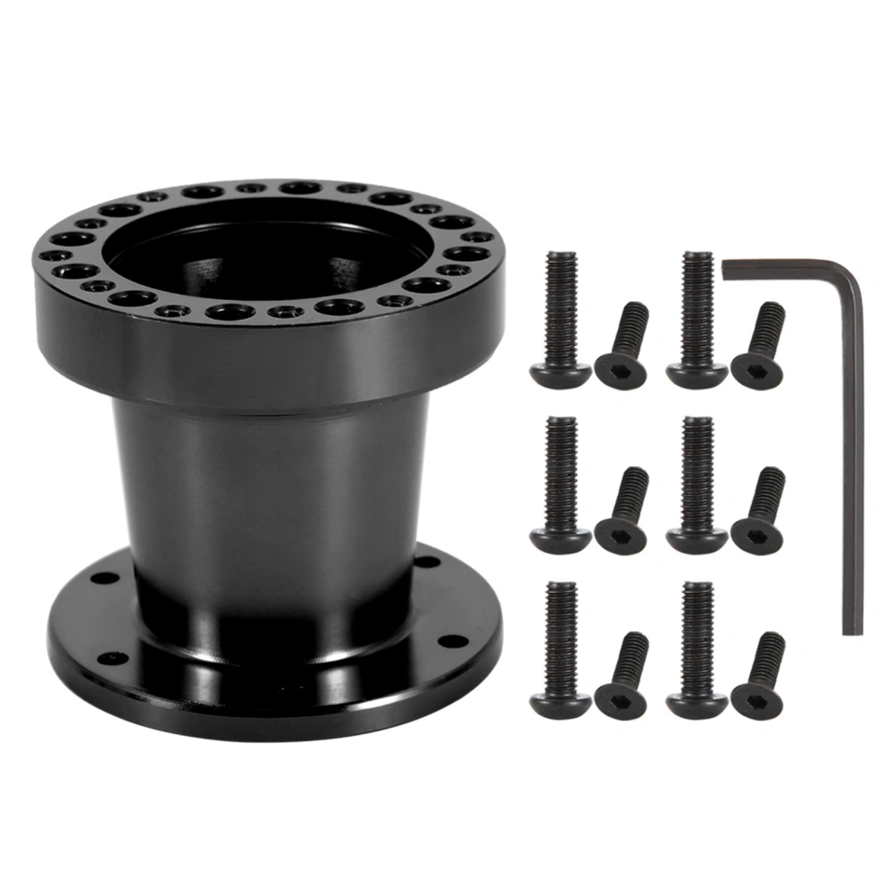 3inch Universal Car Steering Wheel Hub Aluminum Spacer Steering Wheel Hub Adapter Kit (Black)