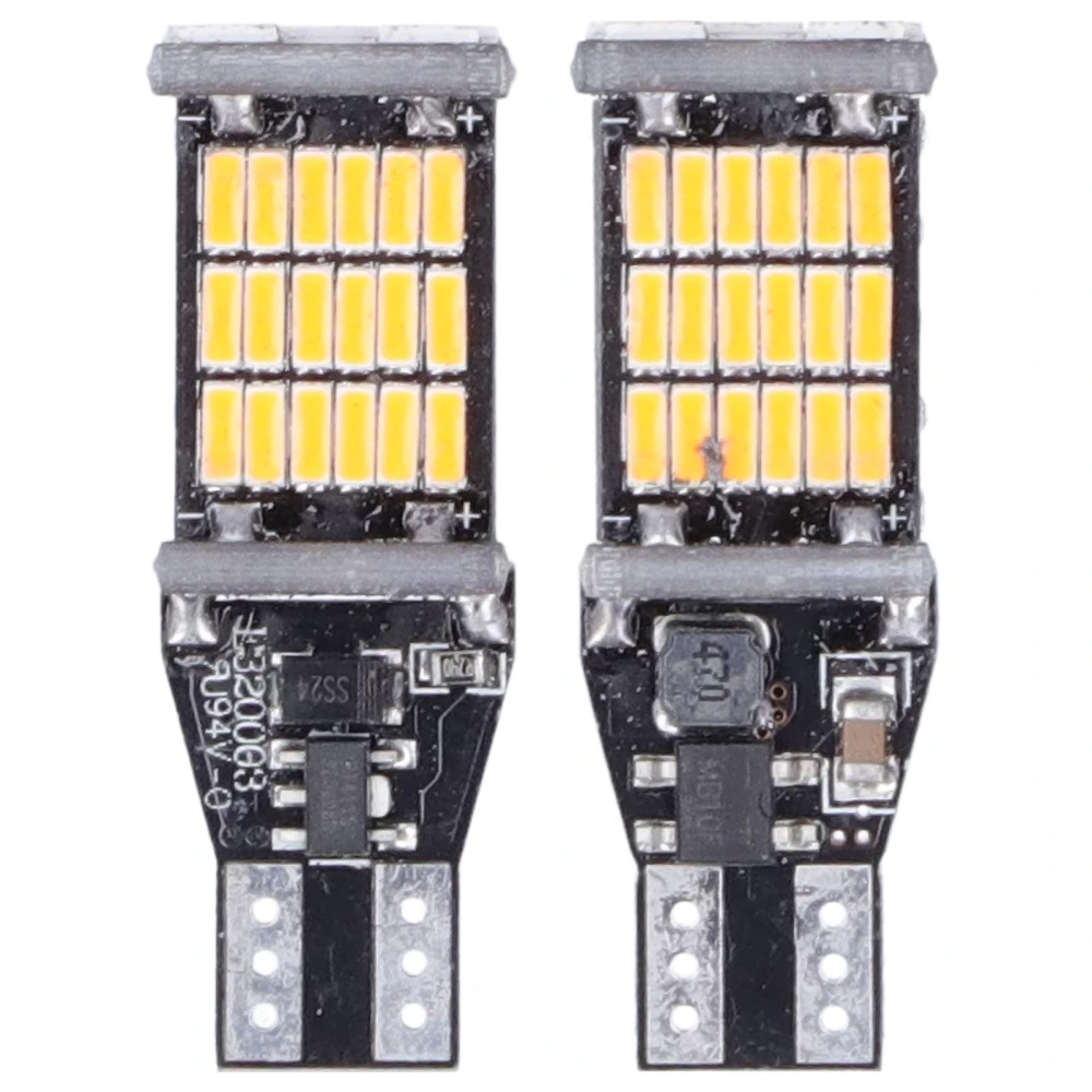 2pcs Car LED Bulb Reversing Parking Lights Repair Maintenance Automobile Component for T15 W16W ModelYellow Light