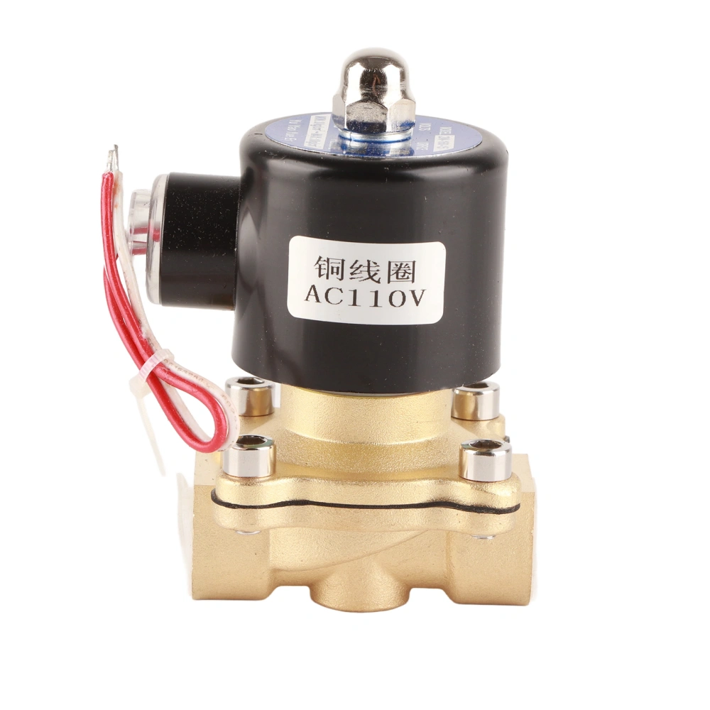 AC110V Brass Electric Solenoid Valve 1/2in NPT Normally Closed for Water Air Gas Diesel