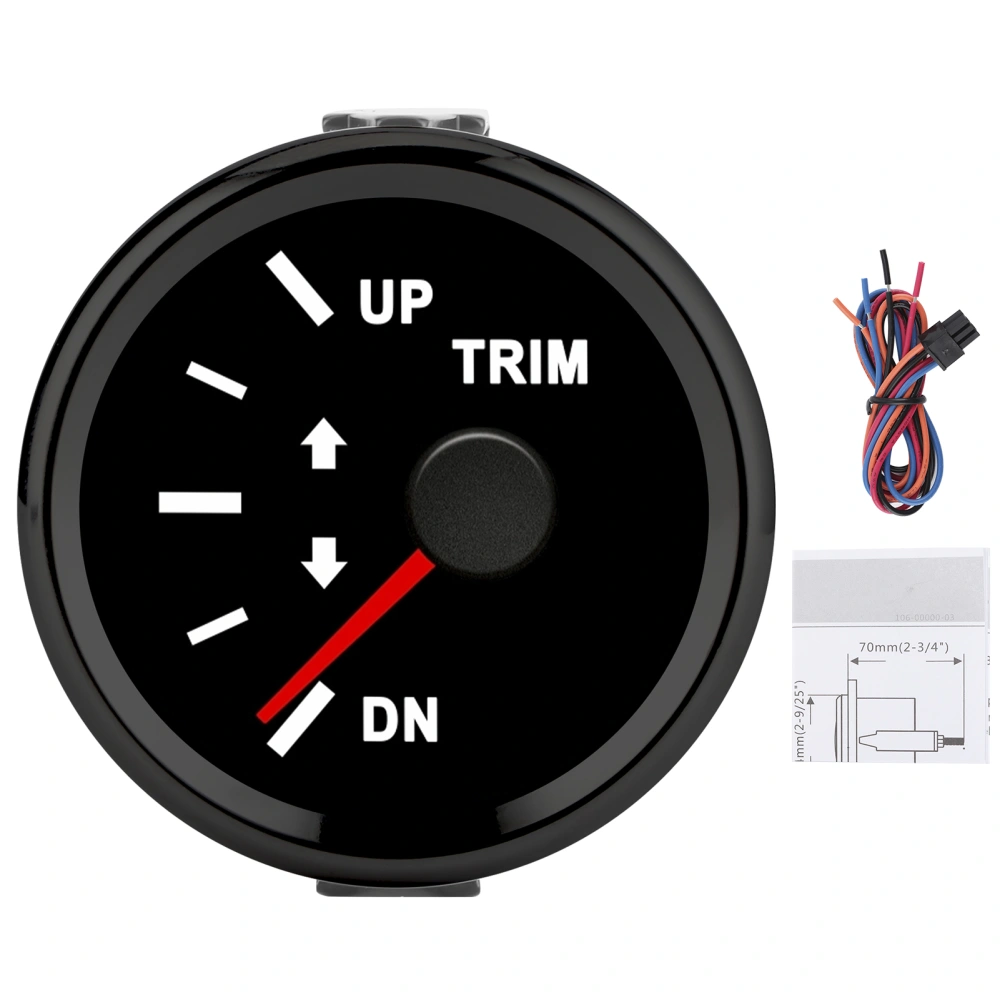 Boat Trim Balance Gauge Meter IP67 Waterproof with Red Backlight 52mm Ship Yacht MarineBlack Dial Black Cover