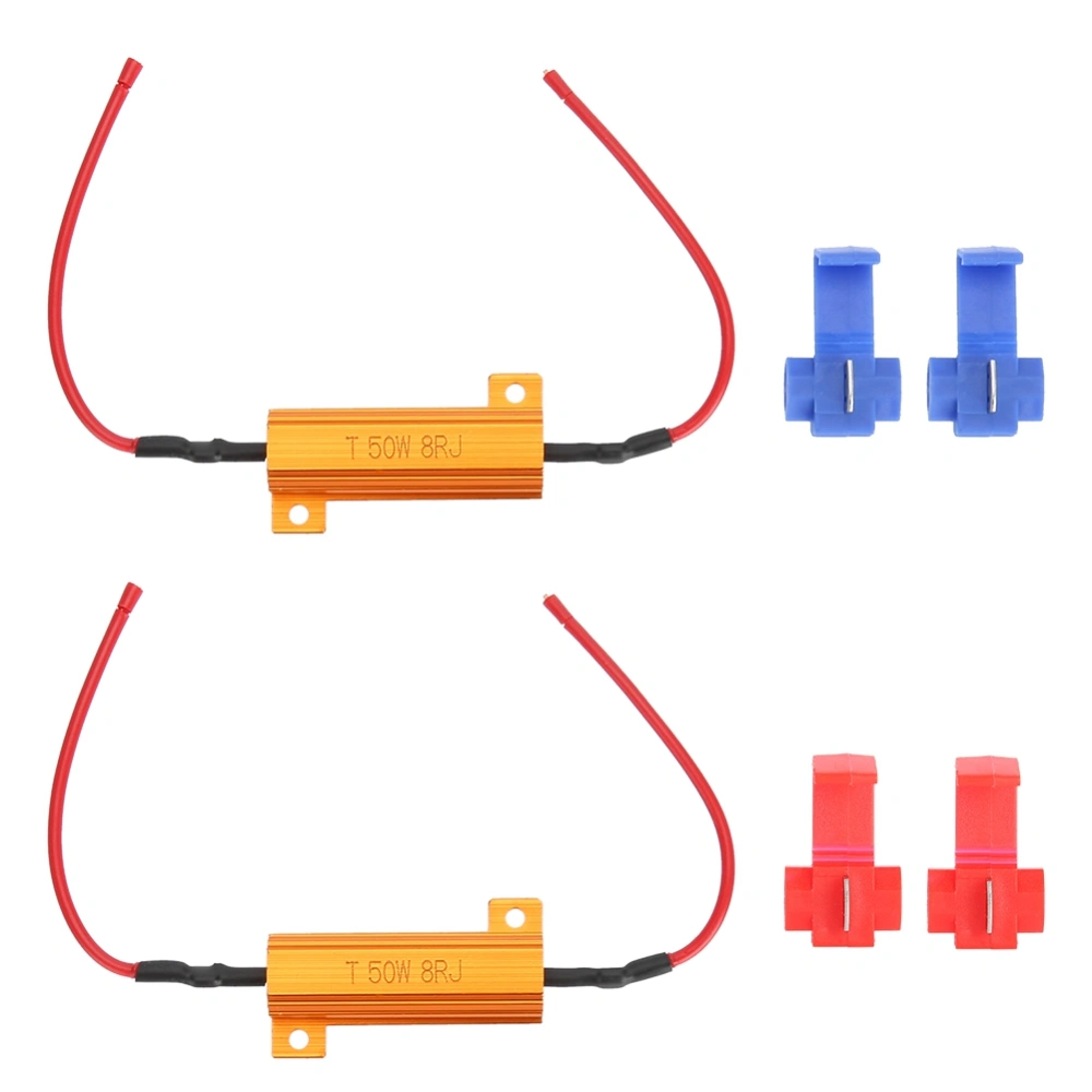 2Pcs 50W 8ohm Wirewound Load Resistor Decoder Fix LED Bulbs Hyper Flash Turn Signal Blinker