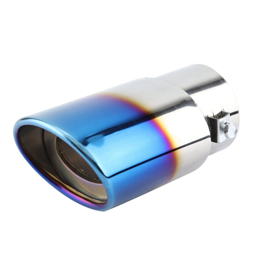 Chrome Blue Stainless Steel Universal Car Straight Exhaust Pipe Rear Muffler Tip Tail Throat